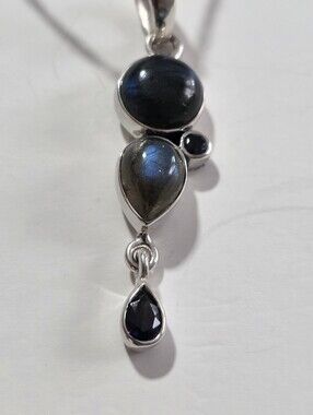 Sterling Silver Blue Labradorite  Teardrop Pendant